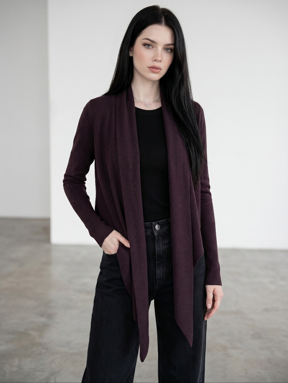 AllSaints Wasson Pirate Cardigan NWT M Merino Wool Draped Waterfall Goth Minimal